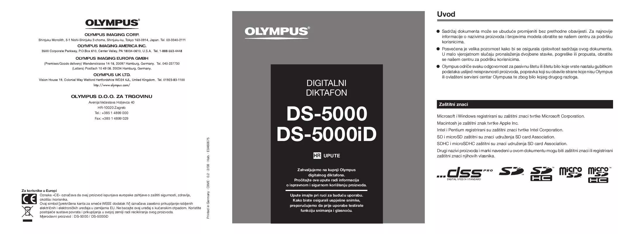 Mode d'emploi OLYMPUS DS-5000