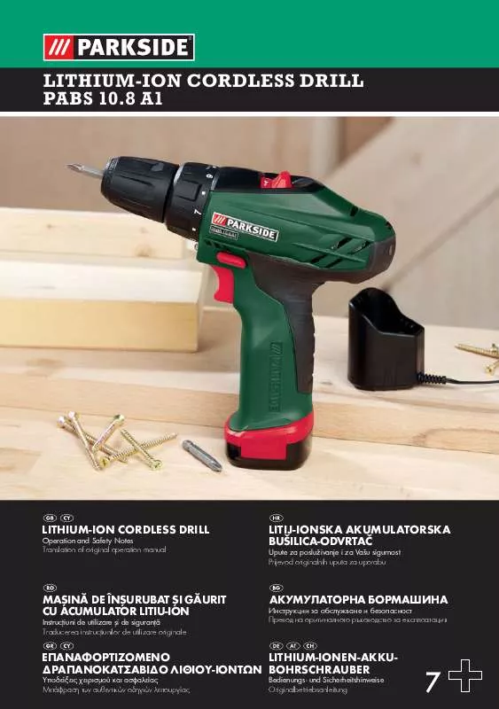 Mode d'emploi PARKSIDE PABS 10.8 A1 LITHIUM-ION CORDLESS DRILL