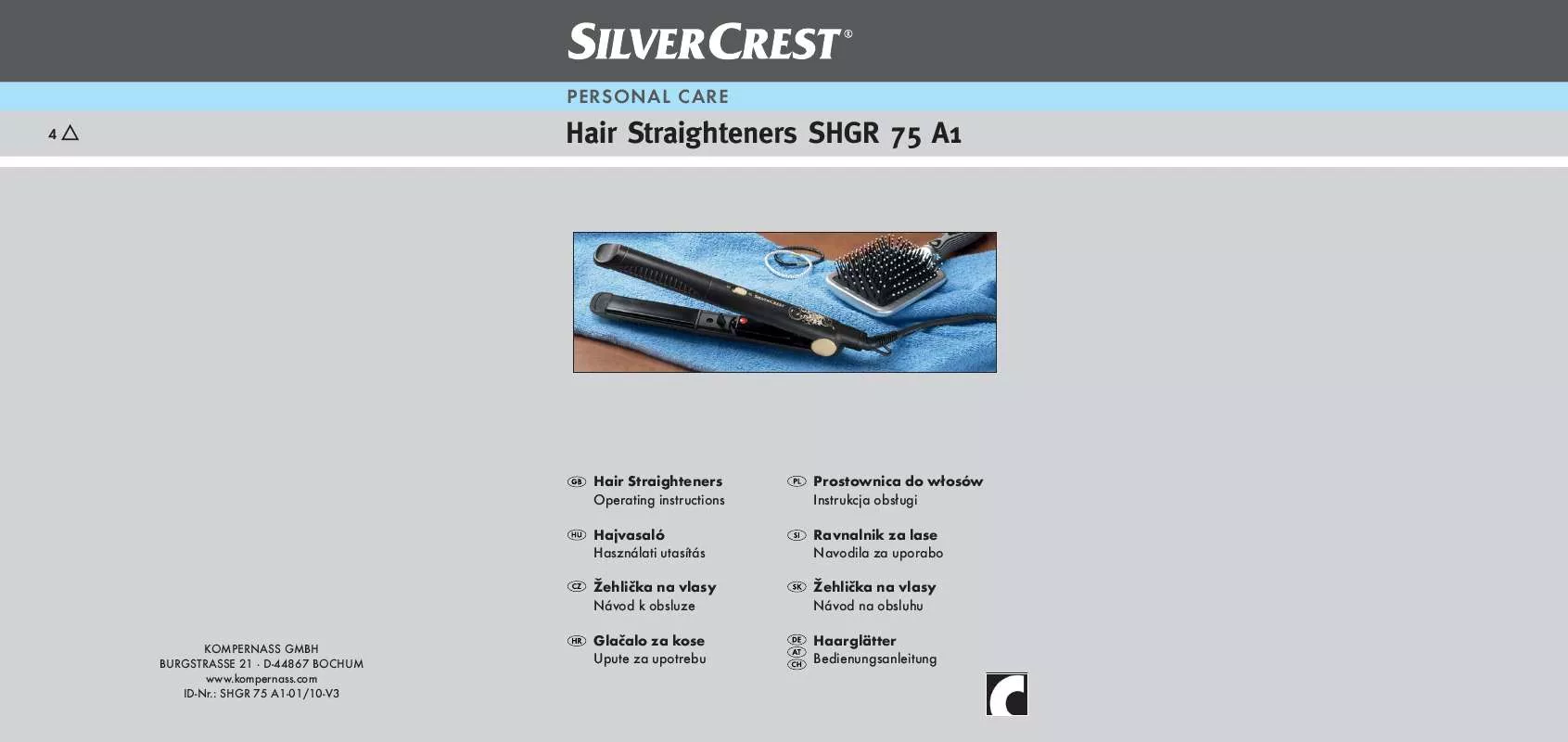 Mode d'emploi SILVERCREST SHGR 75 A1 HAIR STRAIGHTENERS
