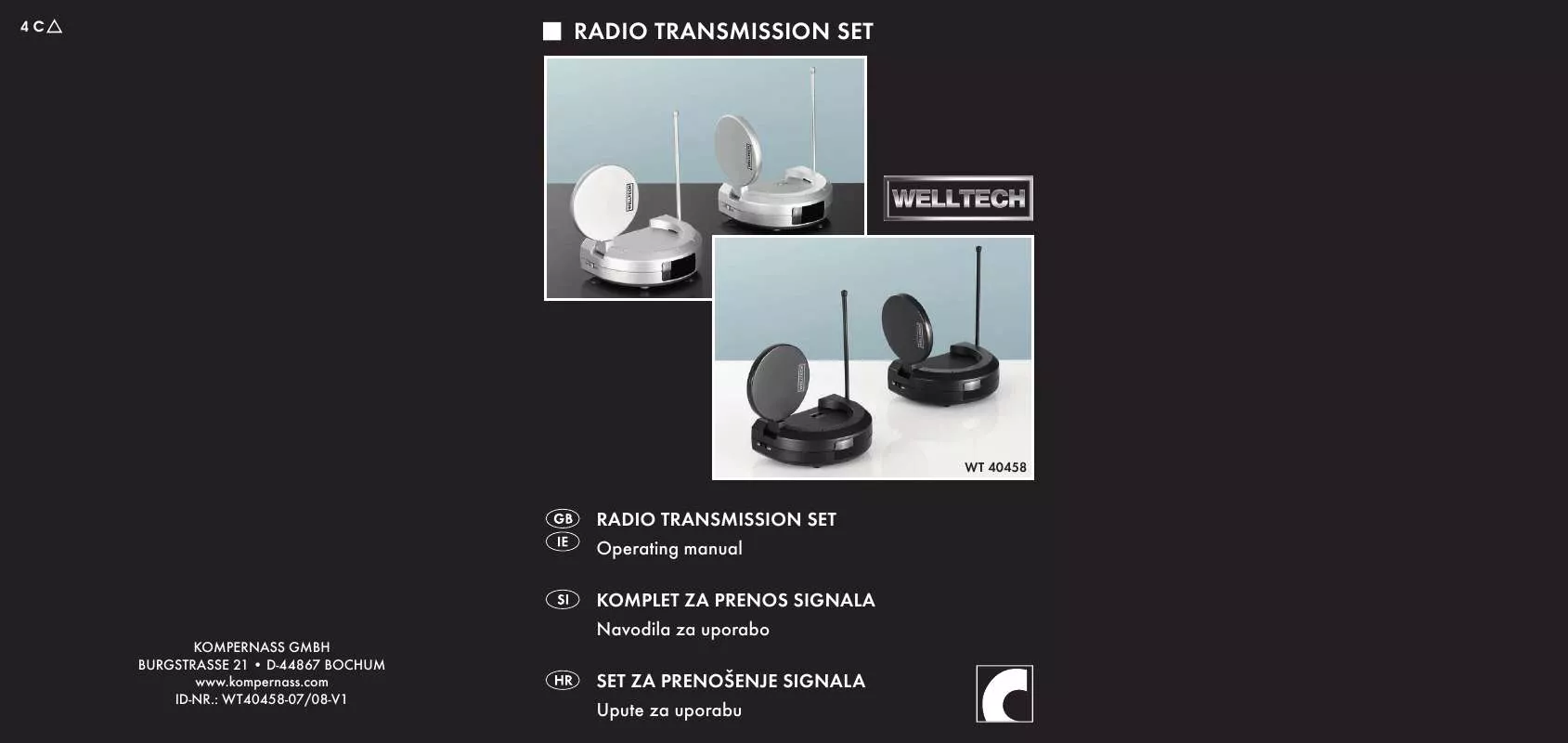 Mode d'emploi SILVERCREST WT 40458 RADIO TRANSMISSION SET