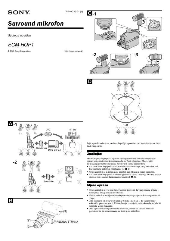 Mode d'emploi SONY ECM-HQP1