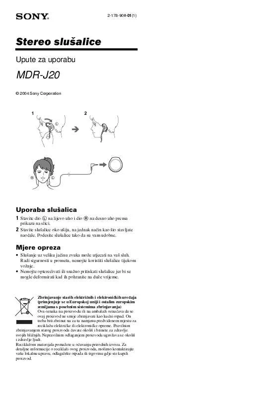 Mode d'emploi SONY MDR-J20