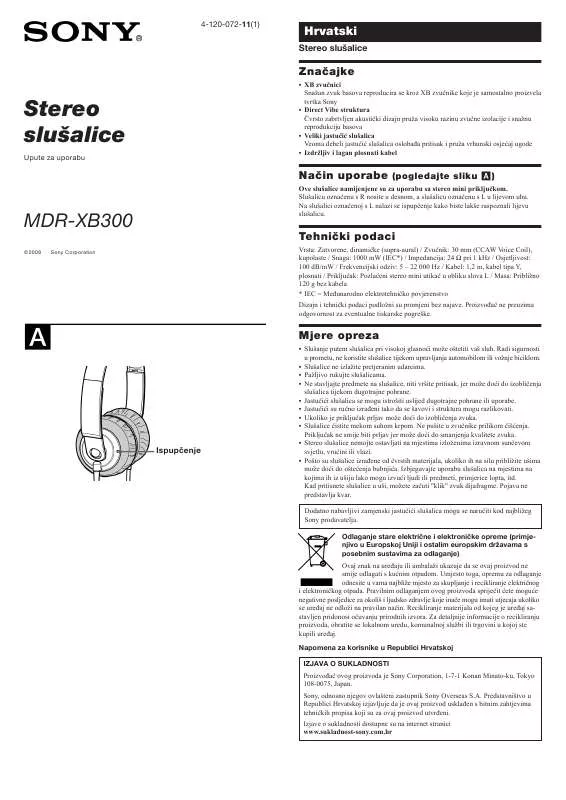 Mode d'emploi SONY MDR-XB300