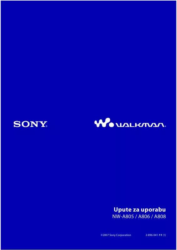 Mode d'emploi SONY NW-A805