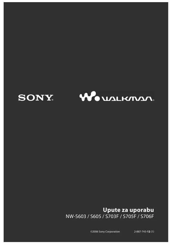 Mode d'emploi SONY NW-S705F