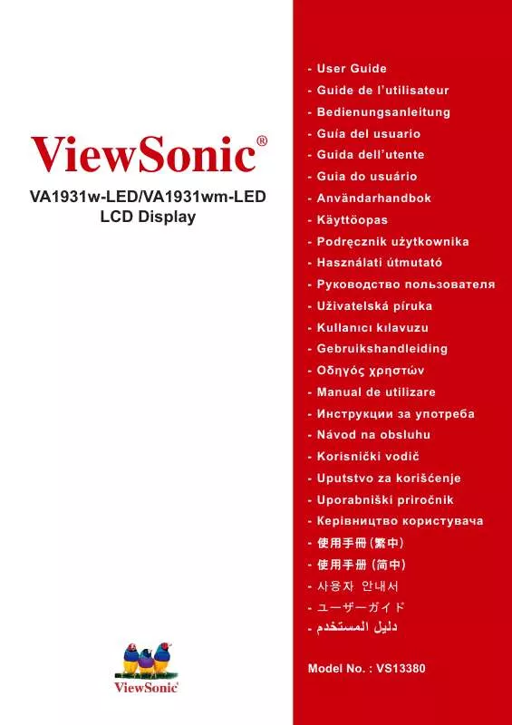 Mode d'emploi VIEWSONIC VA1931WM-LED