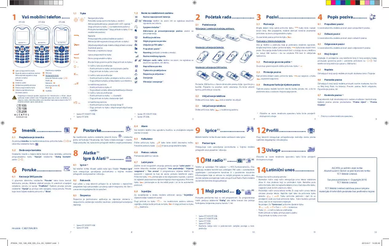 Mode d'emploi ALCATEL OT-105