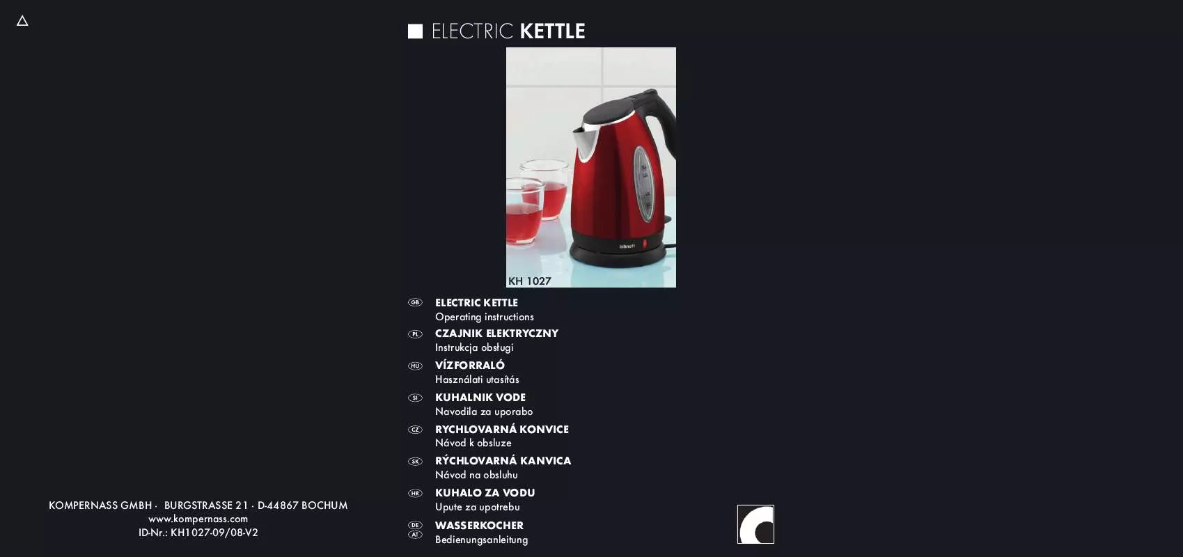 Mode d'emploi BIFINETT KH 1027 ELECTRIC KETTLE