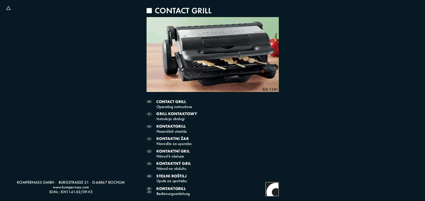 Mode d'emploi BIFINETT KH 1141 CONTACT GRILL