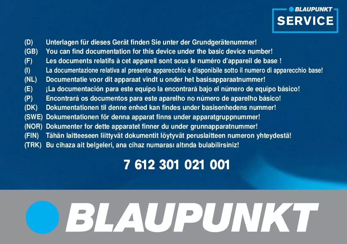 Mode d'emploi BLAUPUNKT TP E EXACT MP3 R/B TUERK