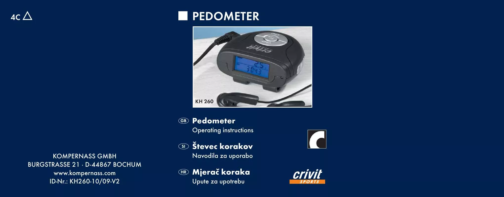 Mode d'emploi CRIVIT KH 260 PEDOMETER