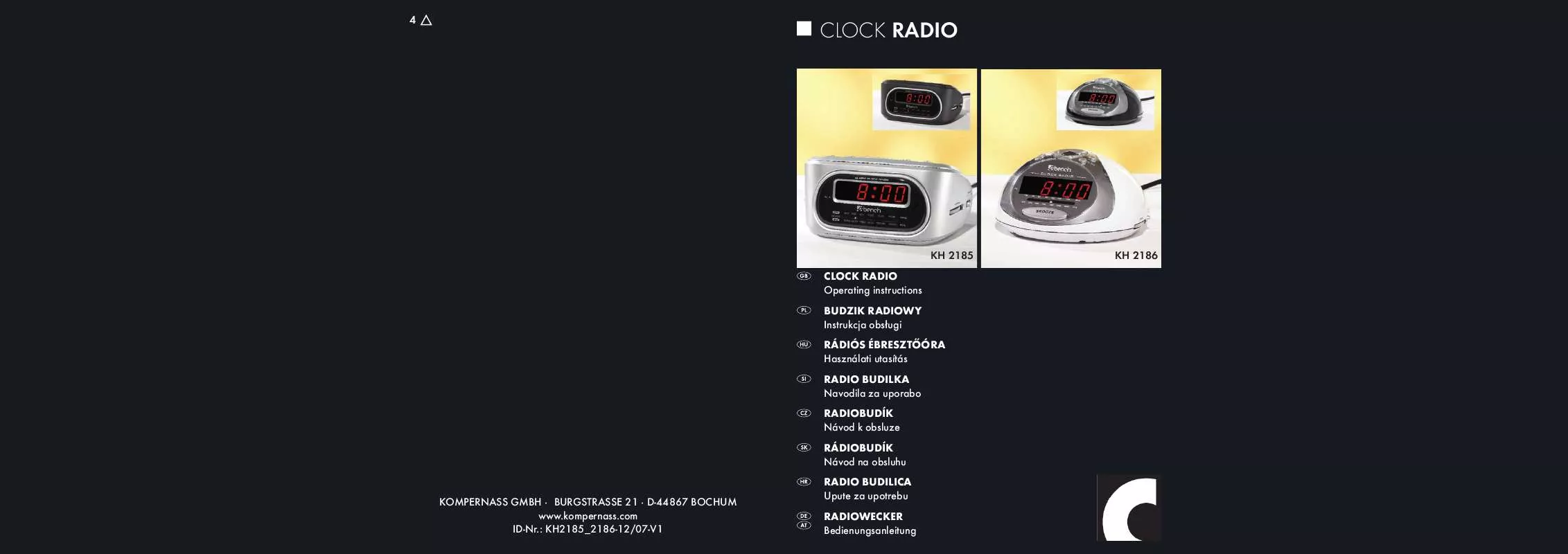 Mode d'emploi EBENCH KH 2185 CLOCK RADIO