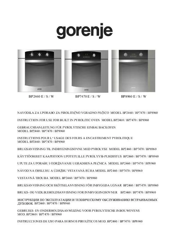 Mode d'emploi GORENJE BP2460 E