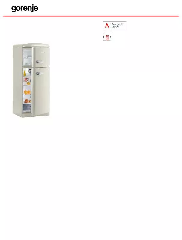 Mode d'emploi GORENJE RF6275OC