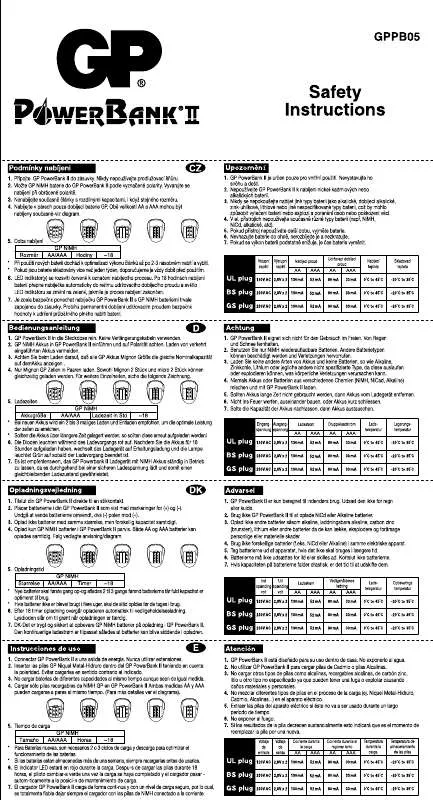 Mode d'emploi GP BATTERIES POWERBANK II