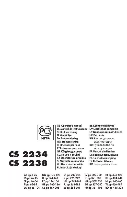 Mode d'emploi JONSERED CS 2238