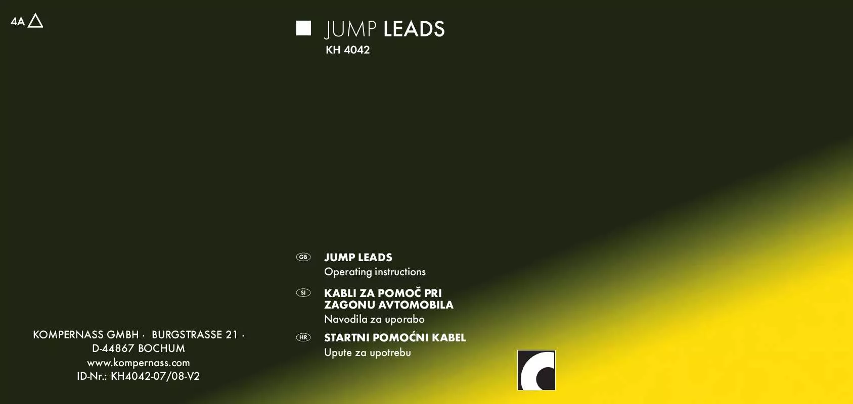 Mode d'emploi KOMPERNASS KH 4043 JUMP LEADS