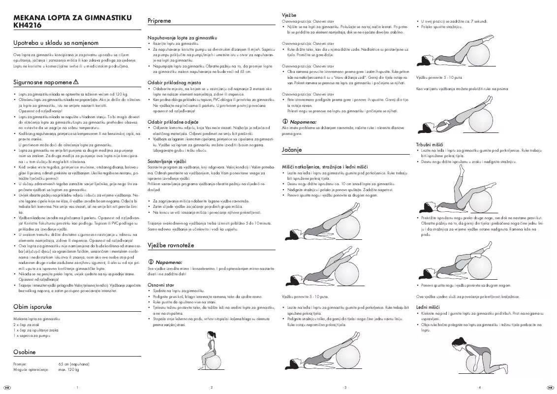 Mode d'emploi KOMPERNASS KH 4216 GYM BALL