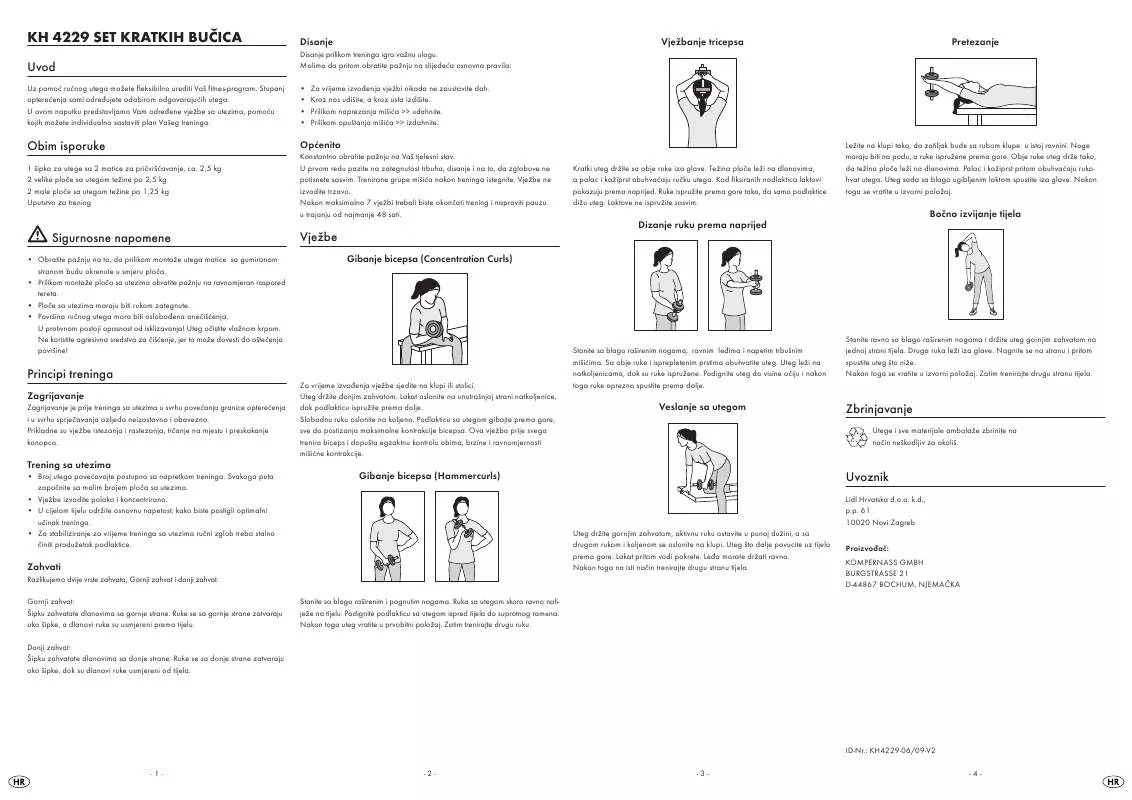 Mode d'emploi KOMPERNASS KH 4229 DUMBBELL SET