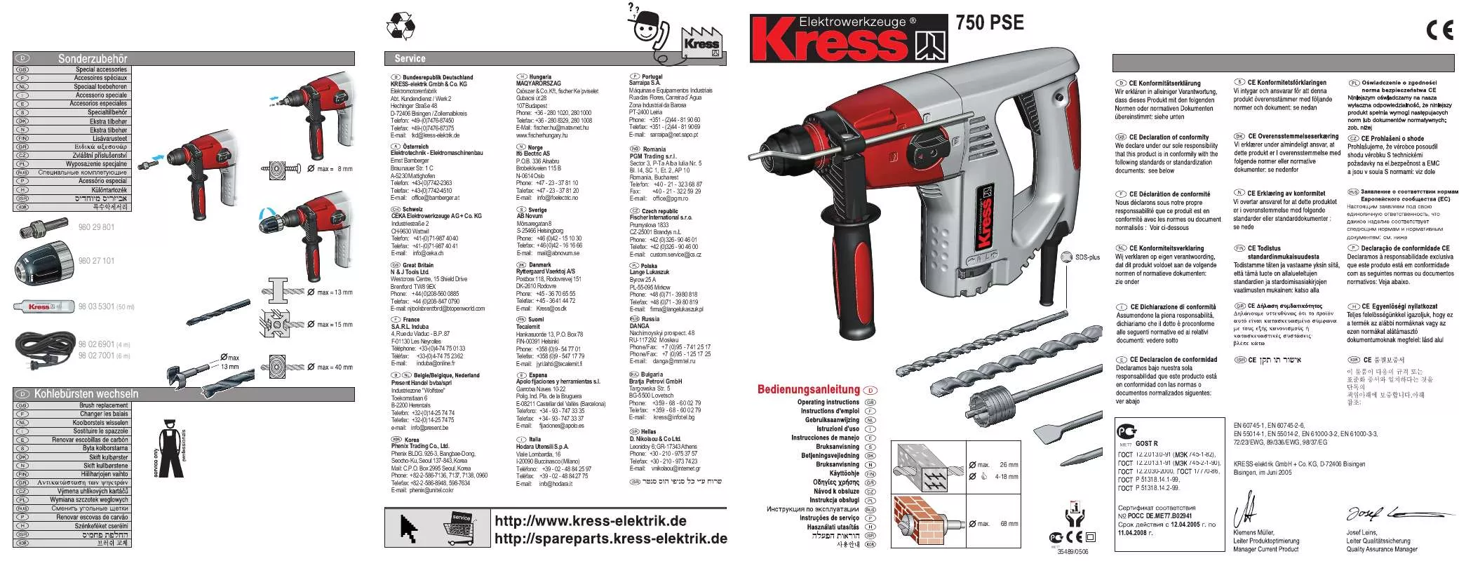 Mode d'emploi KRESS 750 PSE