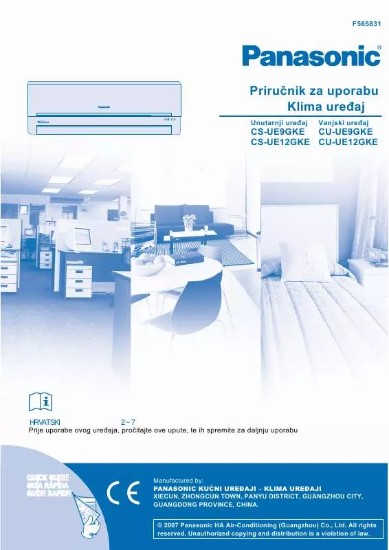 Mode d'emploi PANASONIC CS-UE9GKE