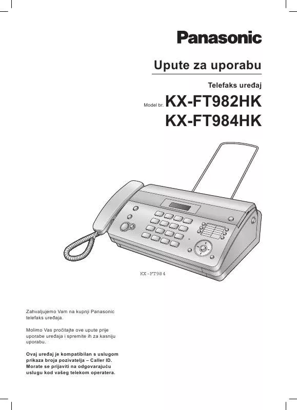 Mode d'emploi PANASONIC KX-FT982HK