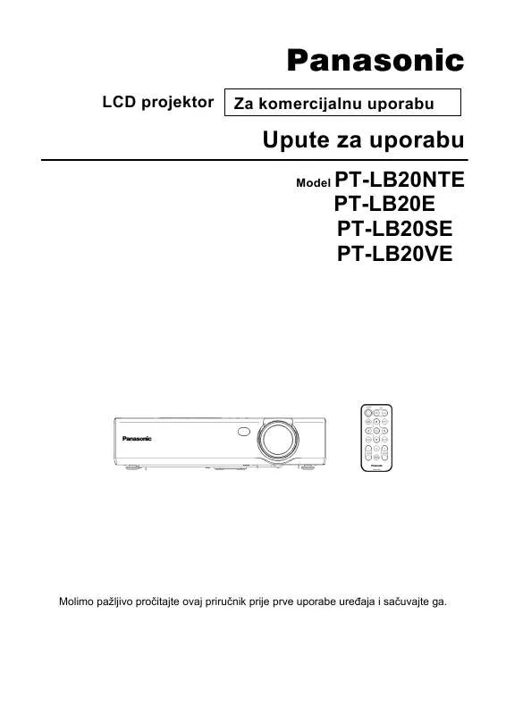 Mode d'emploi PANASONIC PT-LB20SE