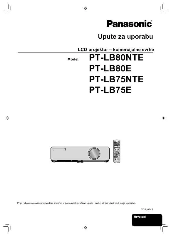 Mode d'emploi PANASONIC PT-LB80NTE