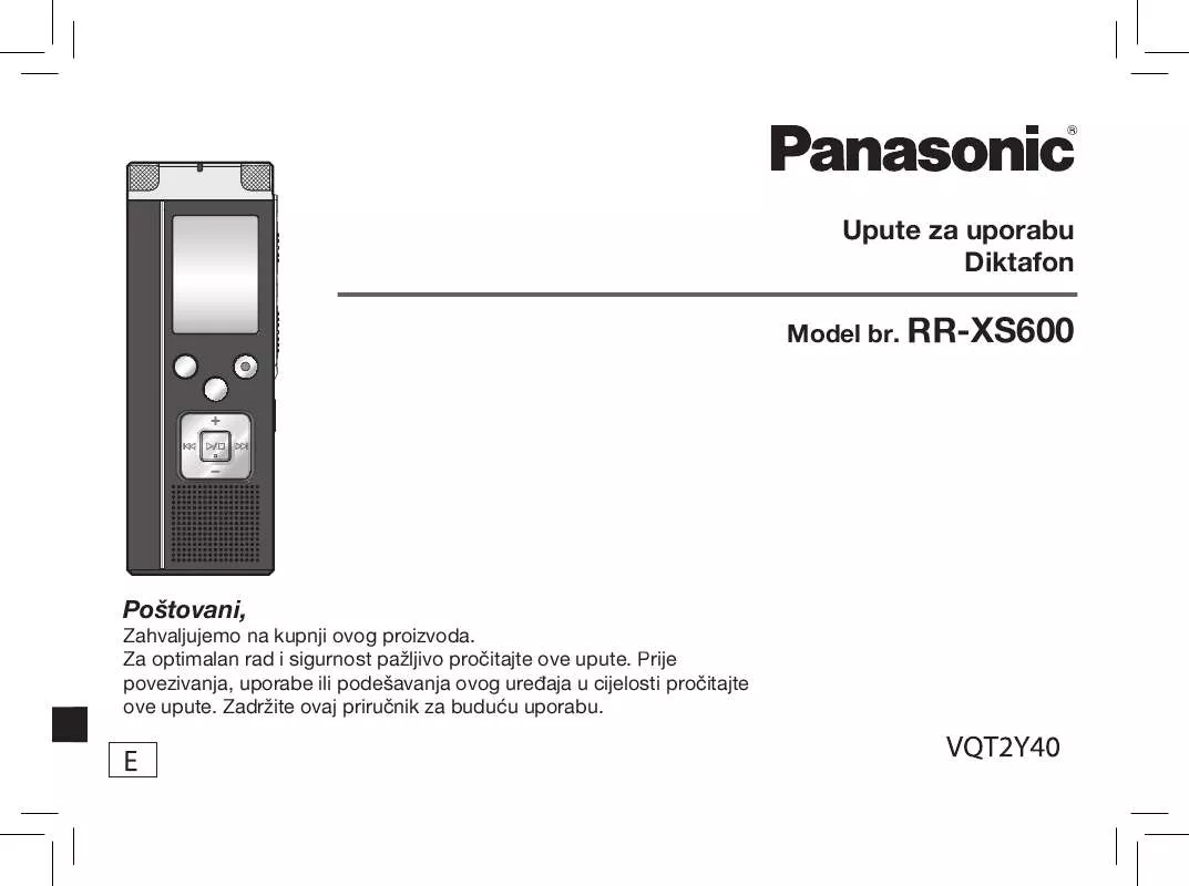 Mode d'emploi PANASONIC RR-XS600E