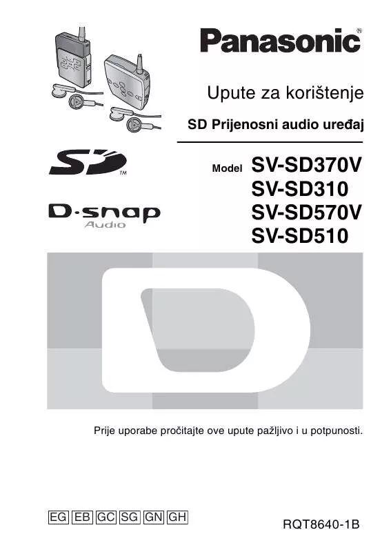 Mode d'emploi PANASONIC SV-SD510