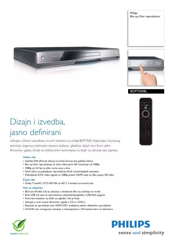 Mode d'emploi PHILIPS BDP-7500BL