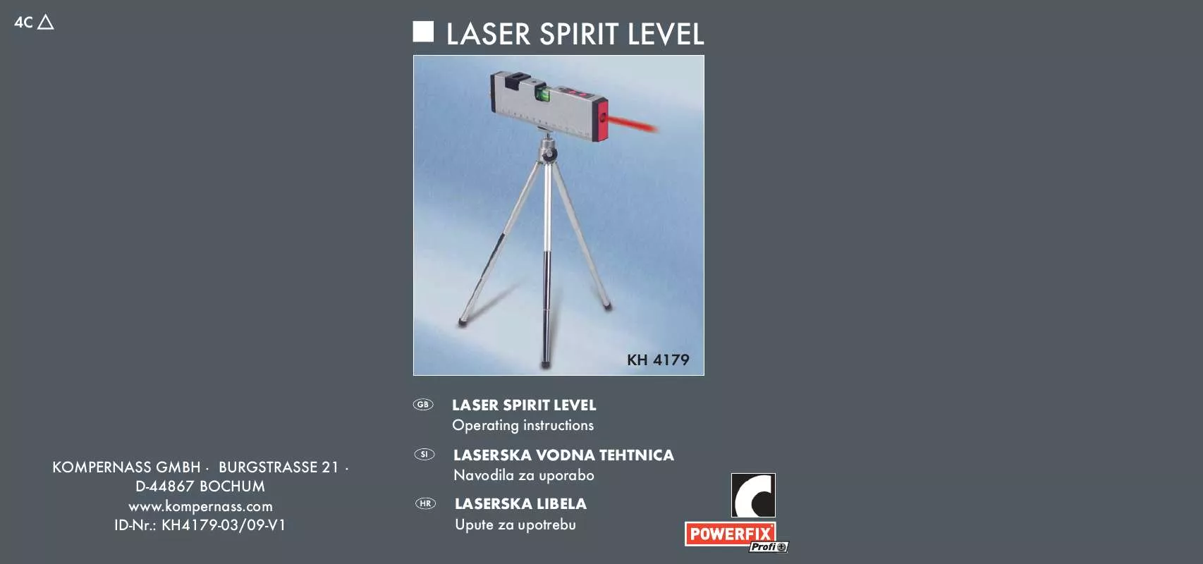 Mode d'emploi POWERFIX KH 4179 LASER SPIRIT LEVEL