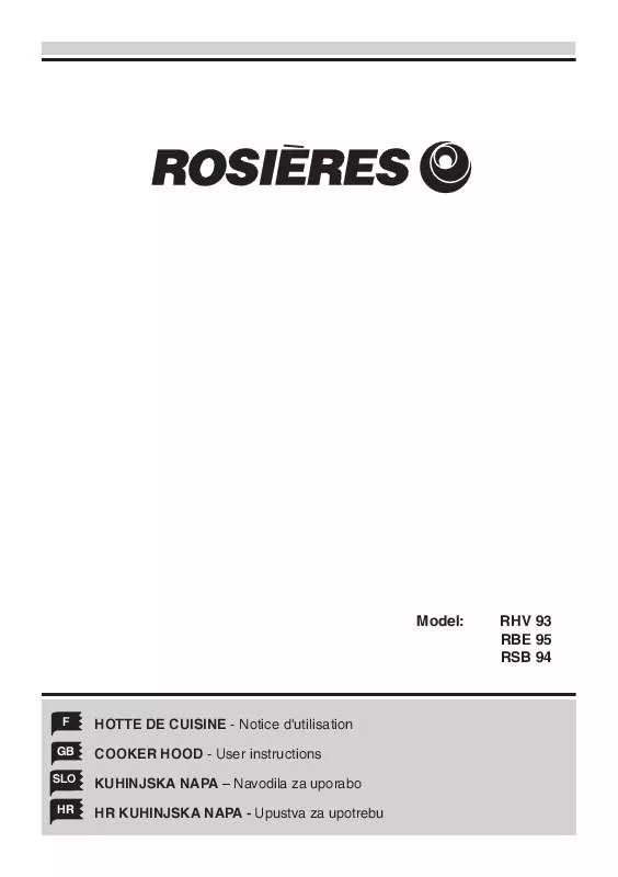 Mode d'emploi ROSIERES RHV 93