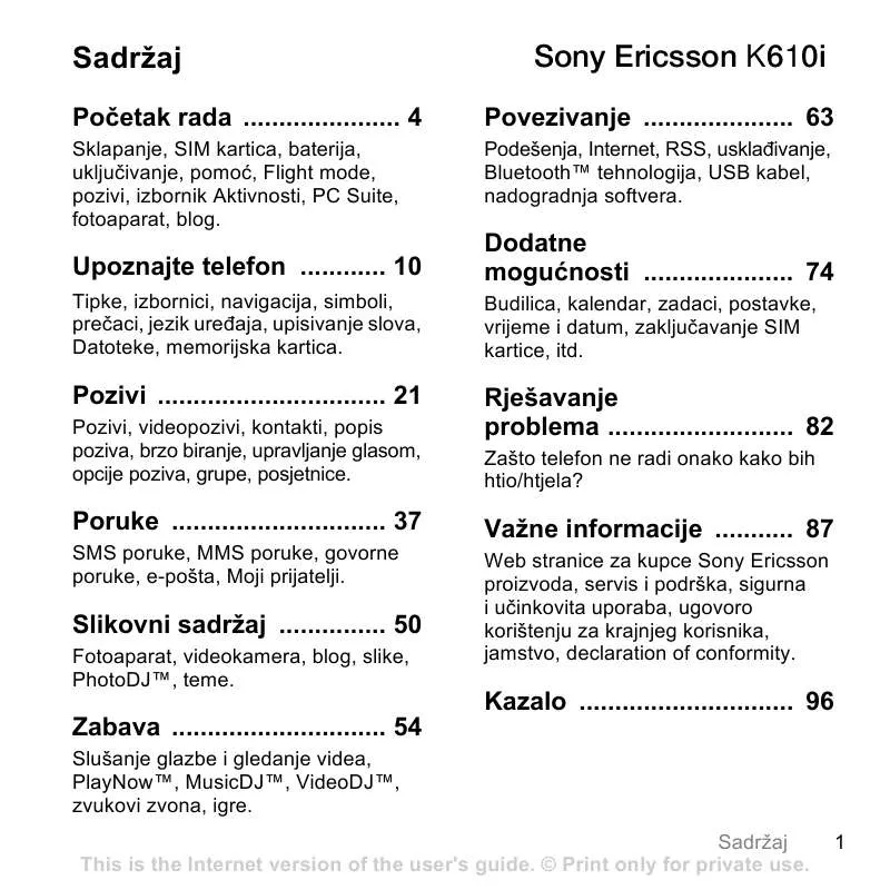 Mode d'emploi SONY ERICSSON K610I