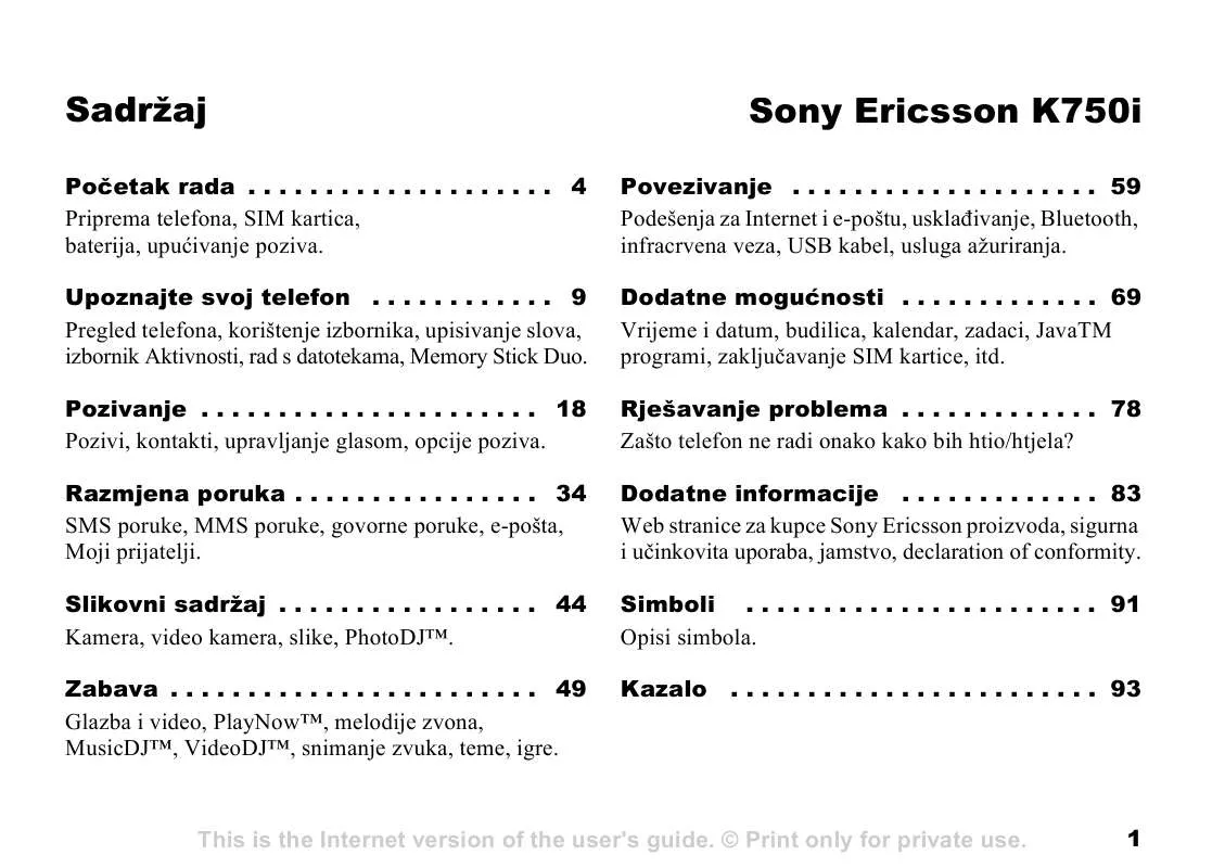 Mode d'emploi SONY ERICSSON K750I