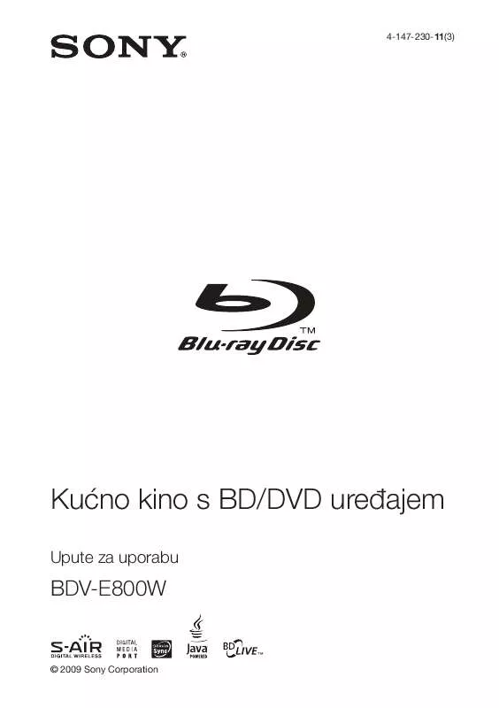 Mode d'emploi SONY BDV-E800W