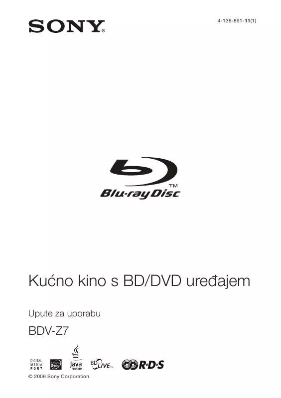 Mode d'emploi SONY BDV-Z7