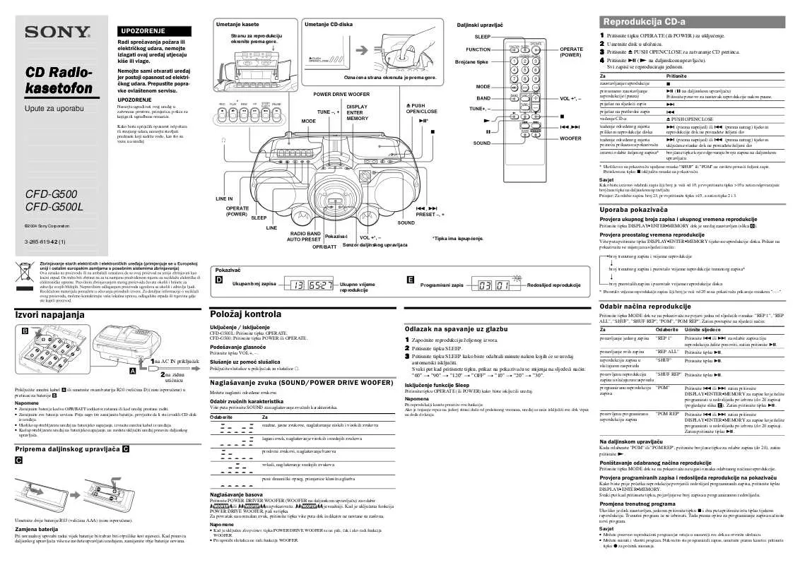 Mode d'emploi SONY CFD-G500L