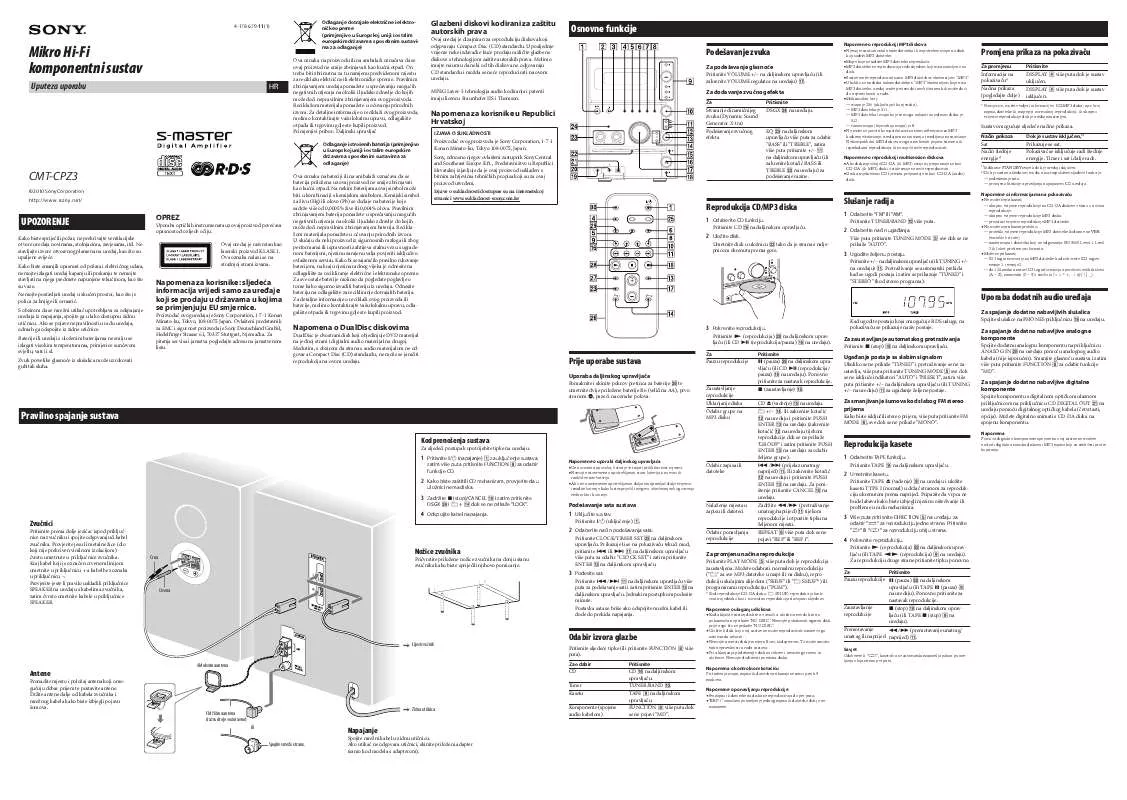 Mode d'emploi SONY CMT-CPZ3