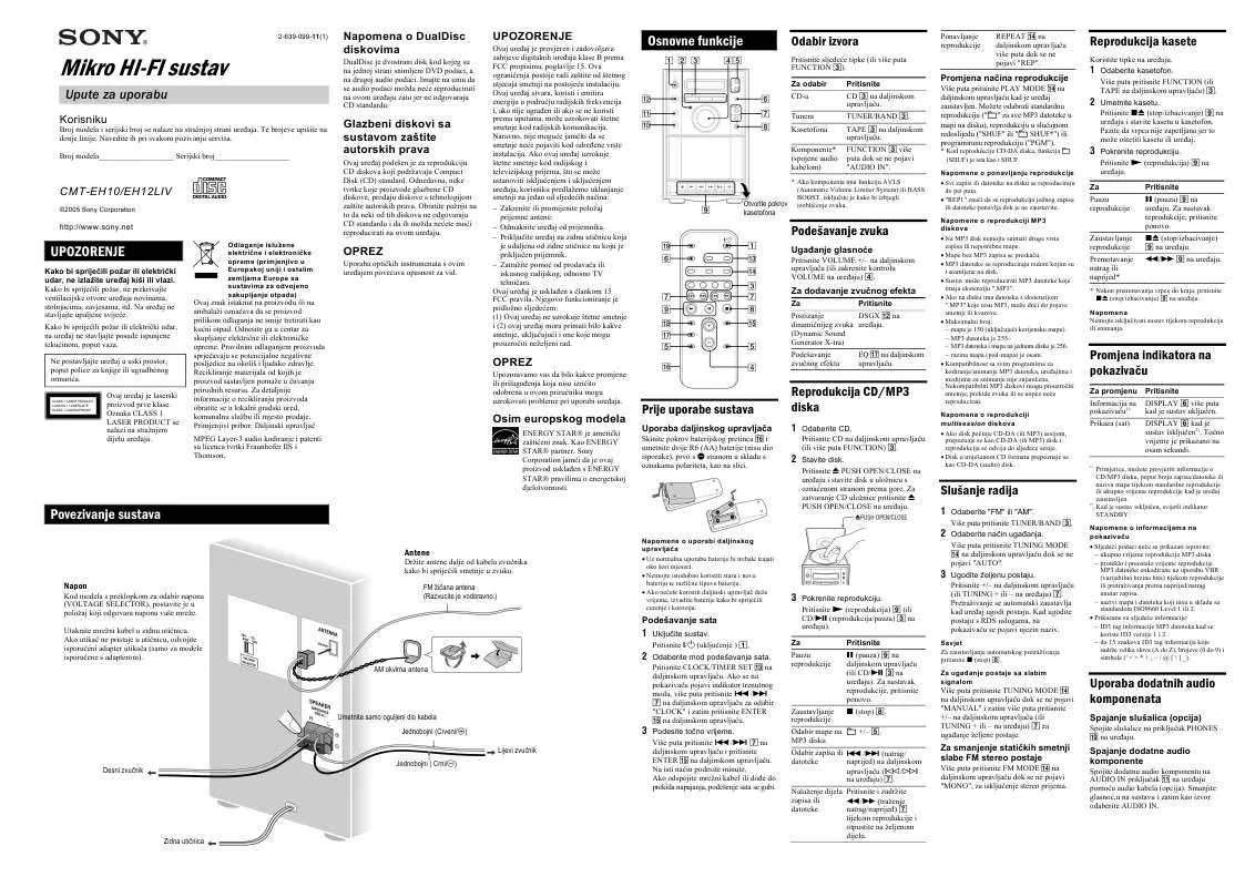 Mode d'emploi SONY CMT-EH12LIV