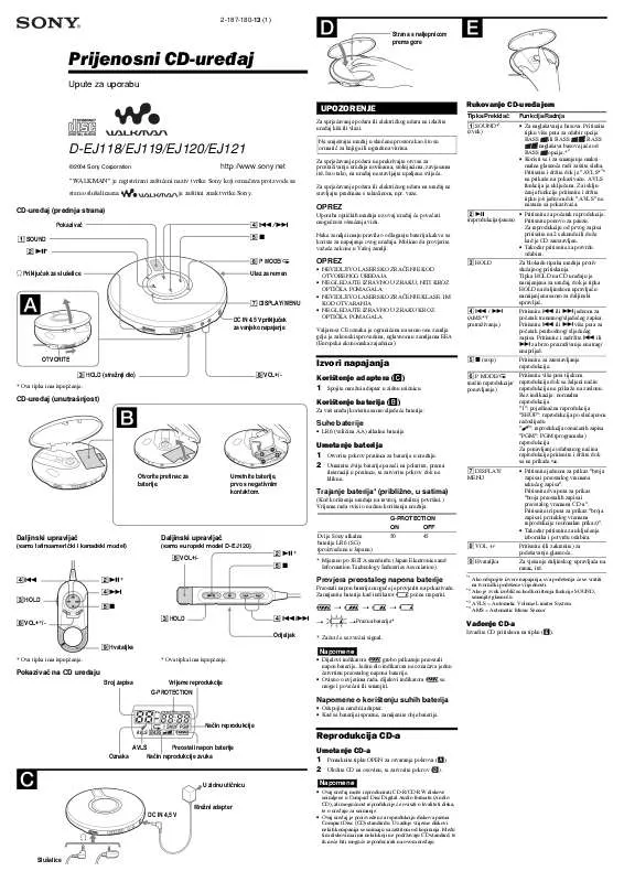 Mode d'emploi SONY D-EJ118