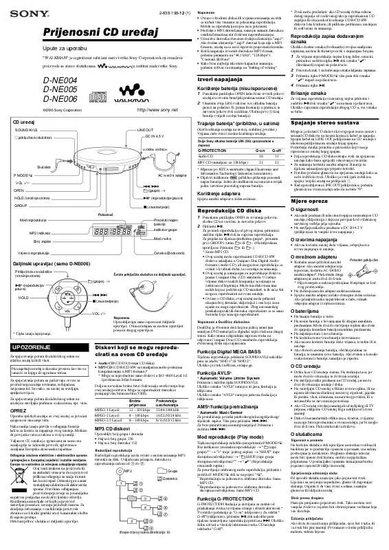 Mode d'emploi SONY D-NE005