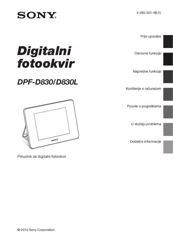 Mode d'emploi SONY DPF-D830