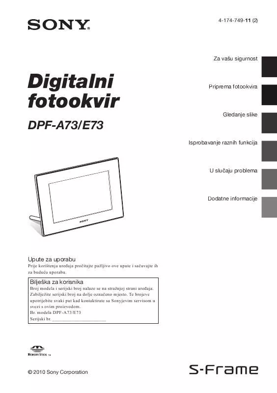 Mode d'emploi SONY DPF-E73