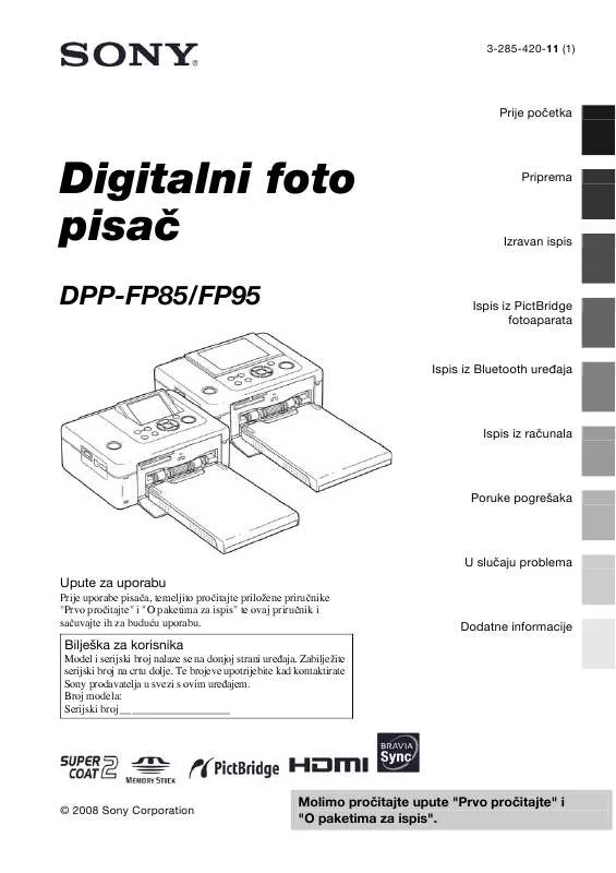 Mode d'emploi SONY DPP-FP85