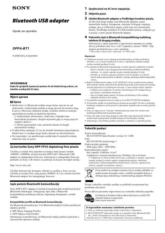 Mode d'emploi SONY DPPA-BT1