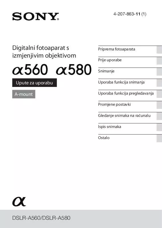 Mode d'emploi SONY DSLR-A580