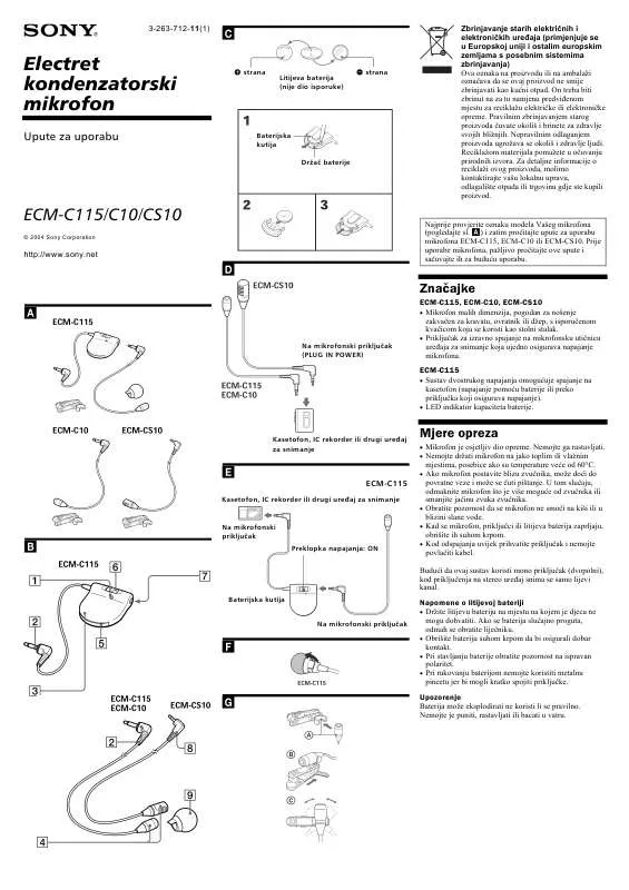 Mode d'emploi SONY ECM-CS10