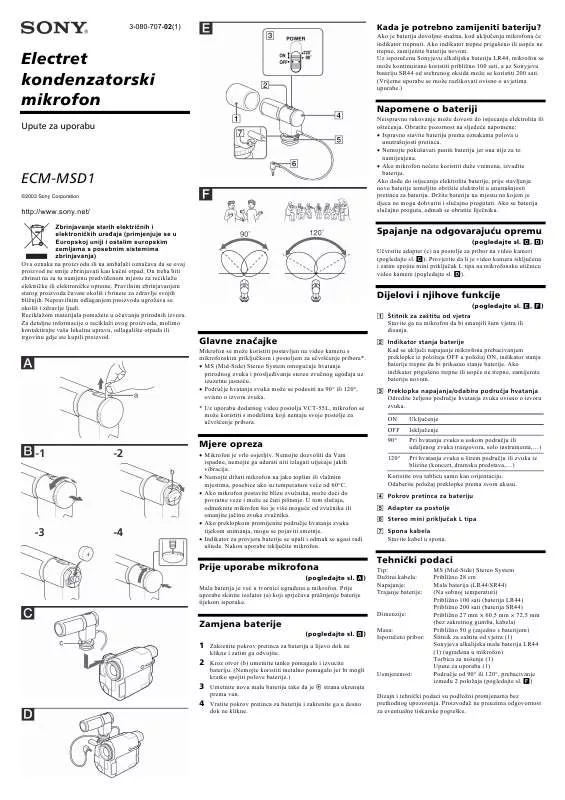 Mode d'emploi SONY ECM-MSD1