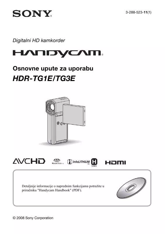 Mode d'emploi SONY HDR-TG3E